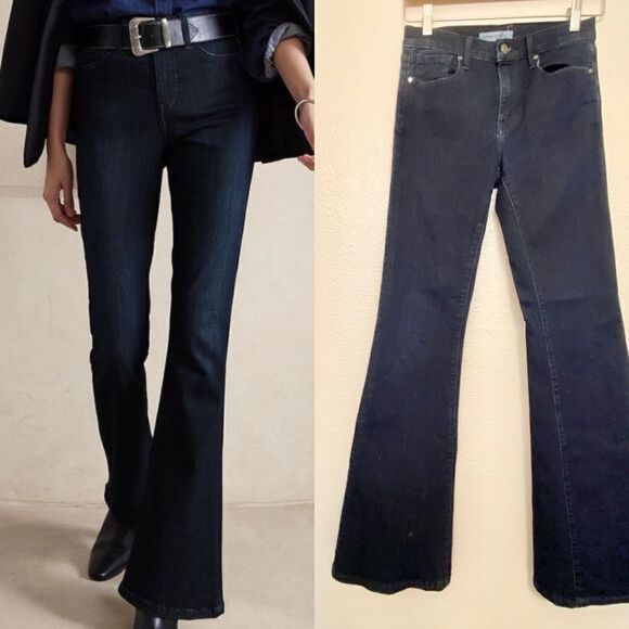 Banana Republic Denim - Banana Republic Dark Wash mid hi rise Bell Bottom flair leg denim jeans 25 LONG